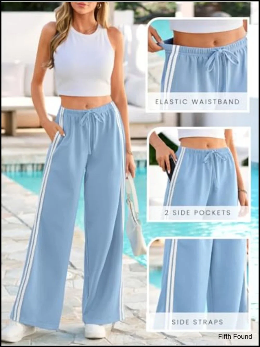 Wide Leg Sweatpants Drawstring Waist Athletic Track Pants with Pockets